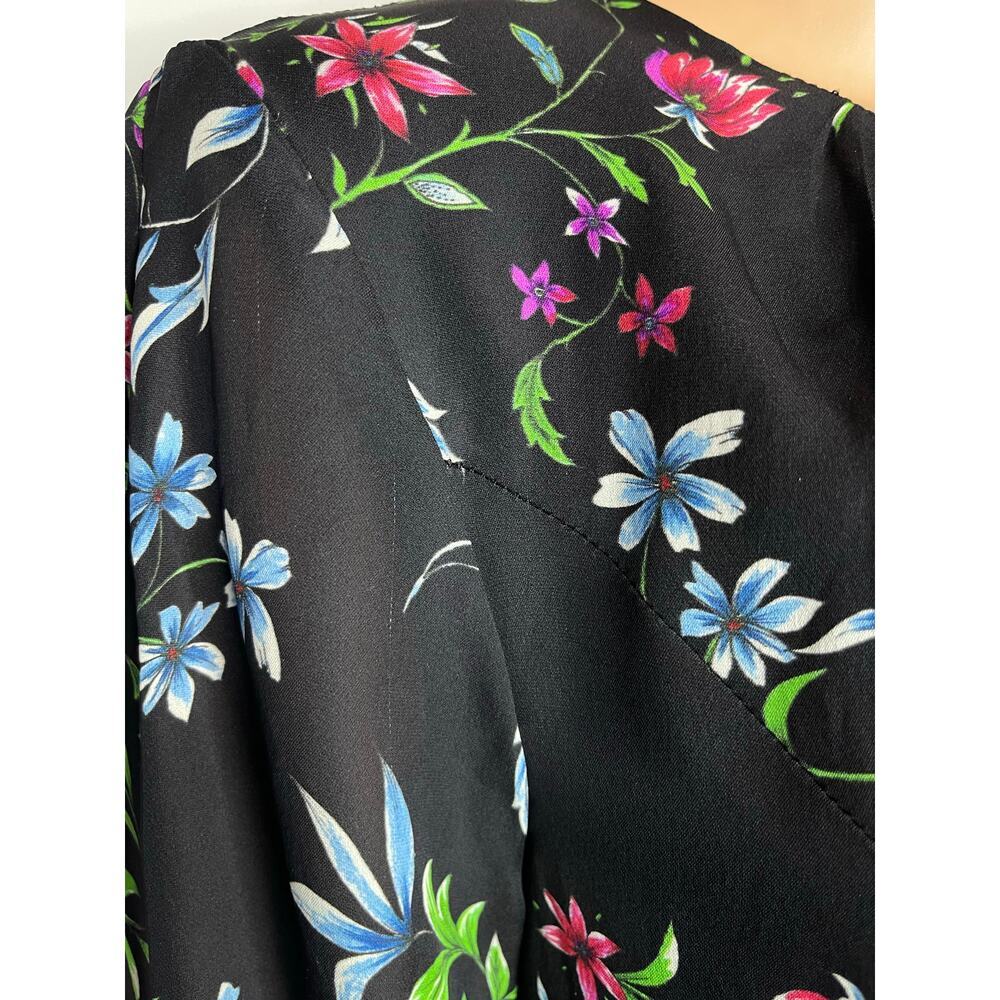 Milly Diana Silk Dress size 8 Black Floral New Fit and flare Cocktail - Picture 15 of 16